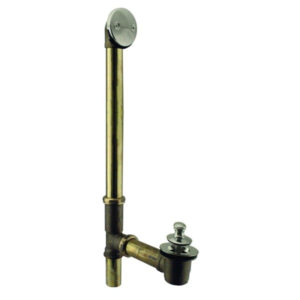 Westbrass Twist & Close Bath Waste, 22" Make-Up, 20 Ga. Tubing in Satin Nickel D322-20G-07(7941820-07) - main